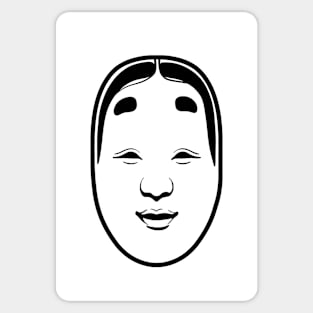 Traditional Japanese Masks, Onnamen, design with dark black ink Sticker